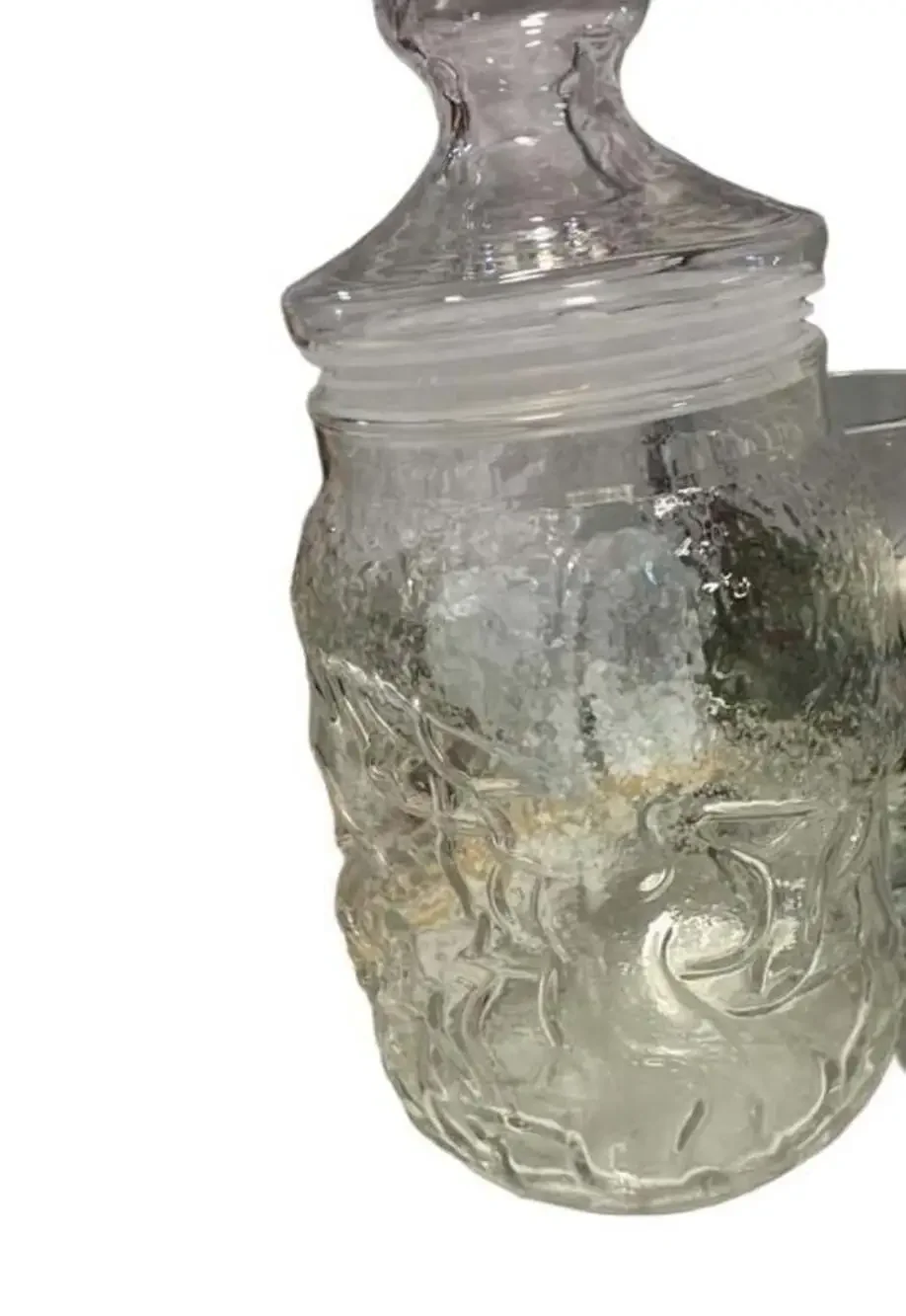 Vintage Luminarc France Glass Santa Face Head Canister Jar with Lid